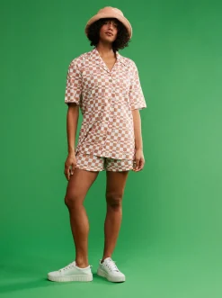 Aloha Sunset Check - Kurzarmliges Hemd Fur Frauen><noscript><img width=