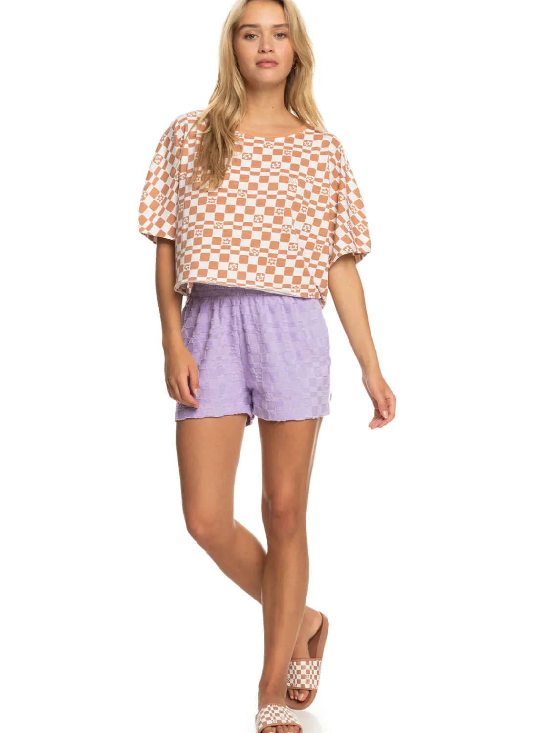 Power Check - Oversize Crop-T-Shirt Fur Frauen>Roxy Best Sale